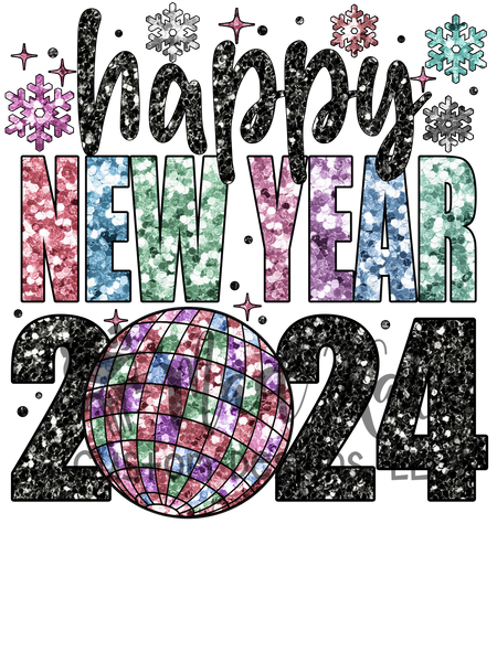 Happy New Year 2024 Sublimation Transfer