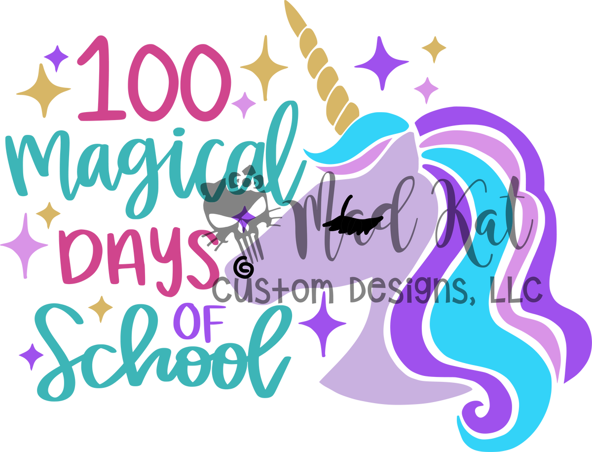 100 Magical Days Unicorn Htv Transfer Mad Kat Custom Designs Llc 