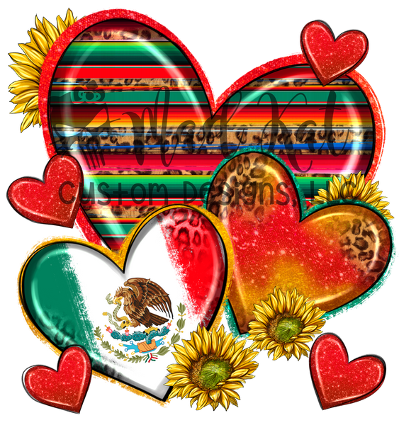 Mexico Serape Hearts HTV transfer