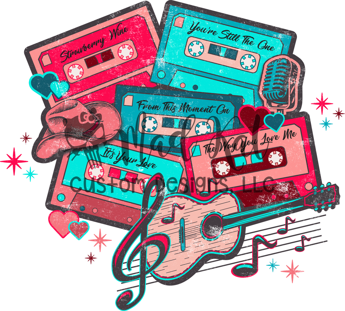 Country Love Tapes HTV transfer Mad Kat Custom Designs, LLC