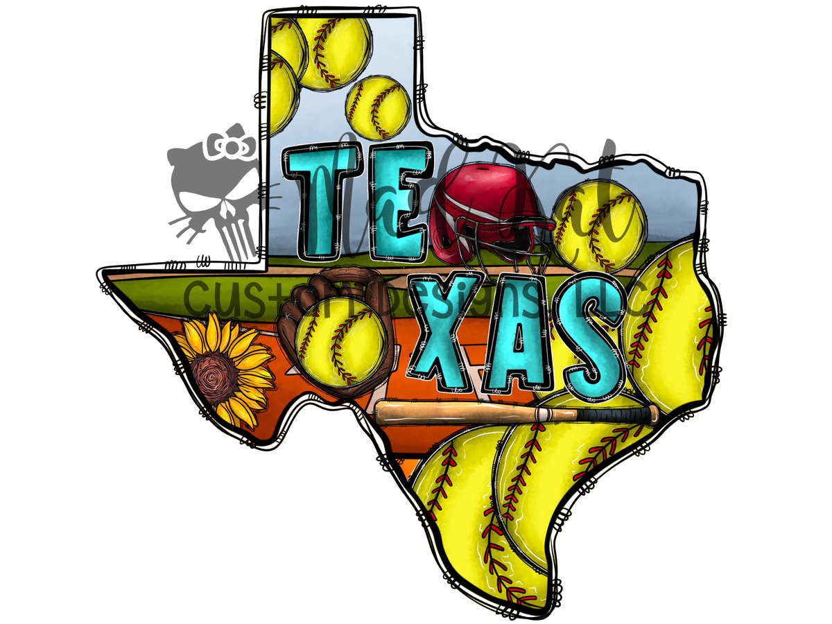 Texas Softball HTV transfer Mad Kat Custom Designs, LLC