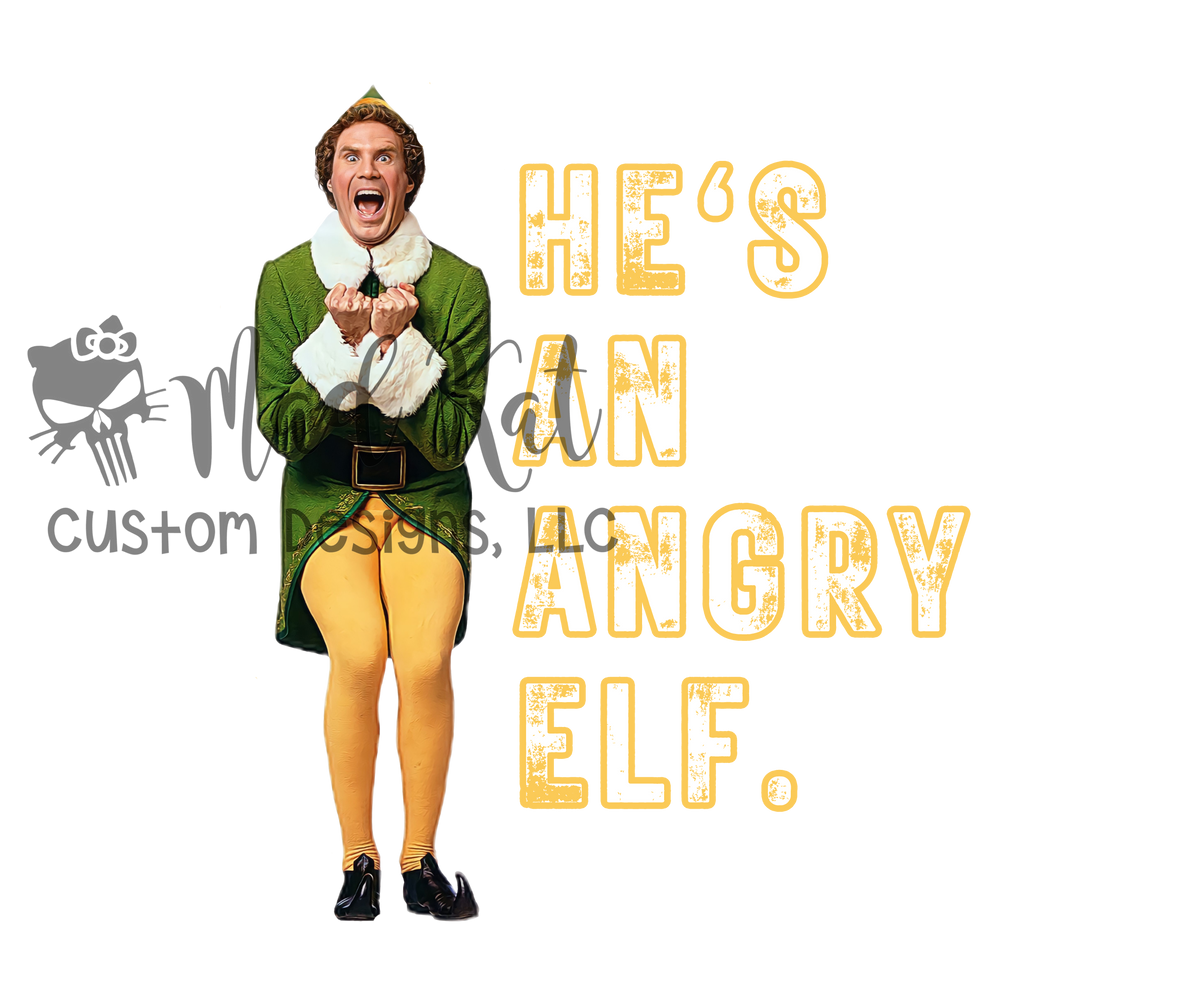 Angry Elf HTV transfer – Mad Kat Custom Designs, LLC