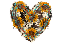 Cowhide Sunflower Heart HTV transfer