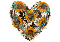 Cowhide Sunflower Heart Sublimation Transfer