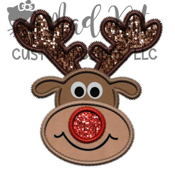 Faux Embroidery Reindeer Sublimation Transfer