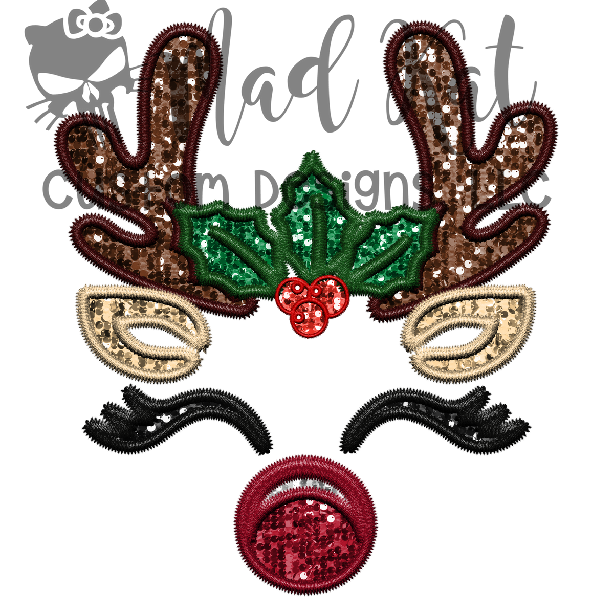 Faux Glitter Rudolph Sublimation Transfer – Mad Kat Custom Designs, LLC
