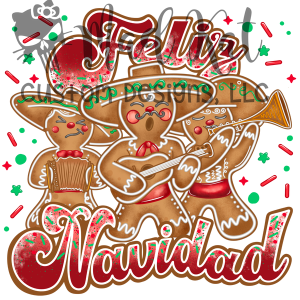 Feliz Navidad Mariachi Gingerbread Sublimation Transfer