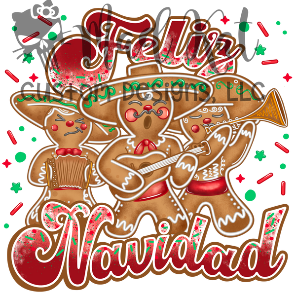 Feliz Navidad Mariachi Gingerbread HTV transfer