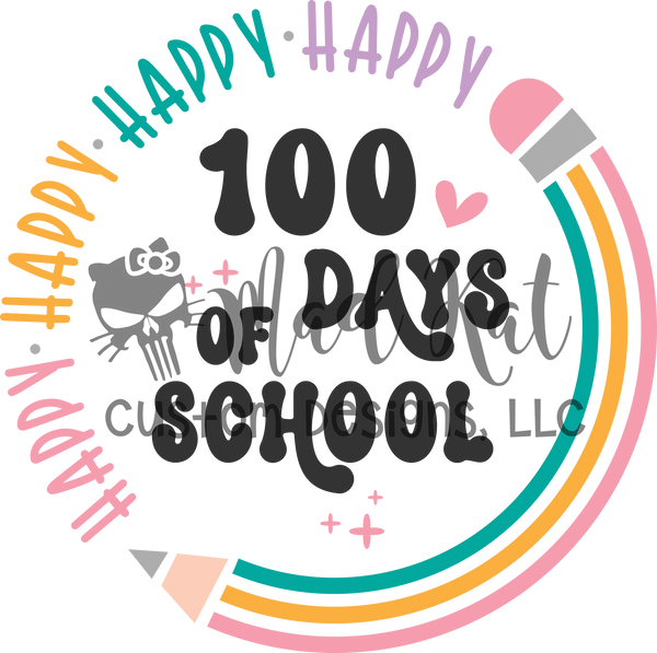 100 Days Round Pencil HTV transfer