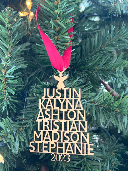 Personalized Family Name Wood Ornament