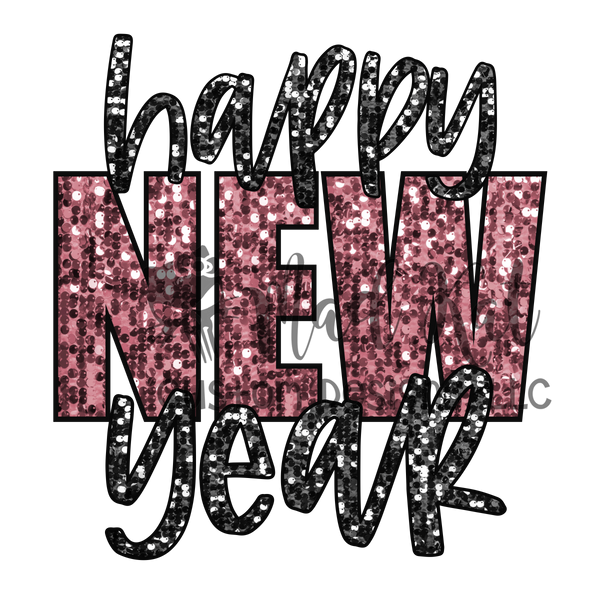 New Year Faux Sequin HTV transfer