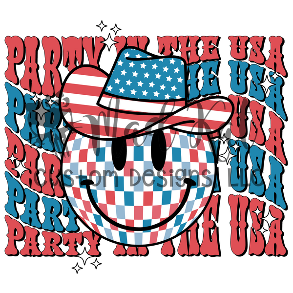 Party in the USA Smiley HTV transfer