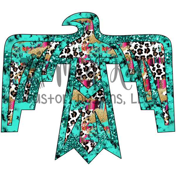 Pink and Turquoise Thunderbird Sublimation Transfer