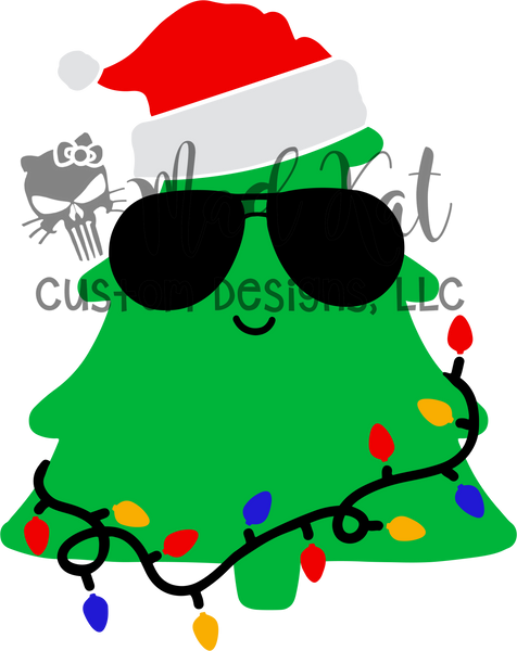SunGlasses Christmas Tree HTV transfer