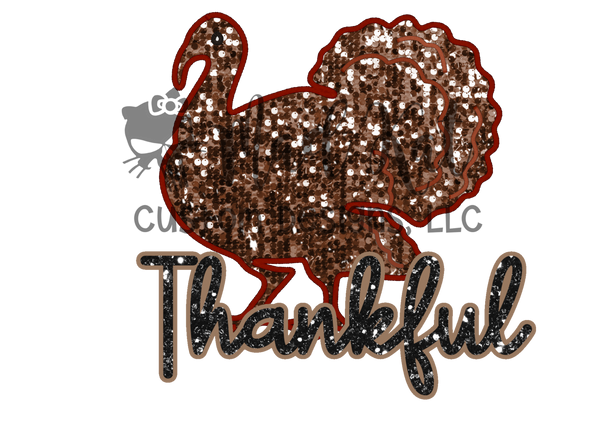 Thankful turkey faux embroidery Sublimation Transfer