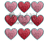 Faux Sequin Hearts HTV transfer