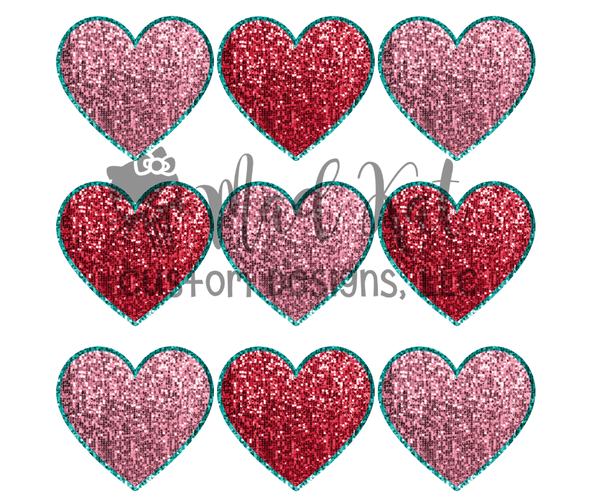 Faux Sequin Hearts HTV transfer