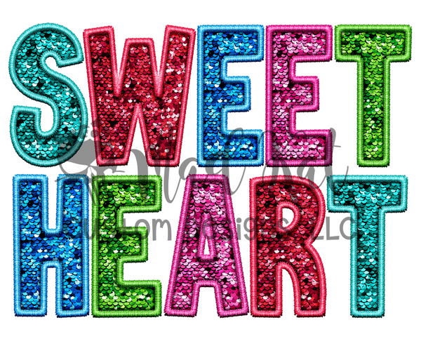 Faux Sequin Sweet Heart HTV transfer