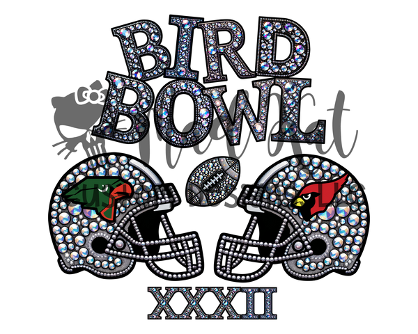 Bird Bowl 2024 Faux Rhinestone Sublimation Transfer