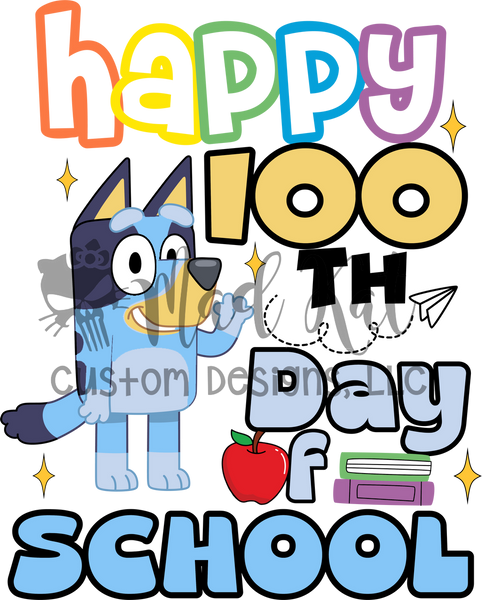 100 Days Blue HTV transfer