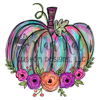 Painted Floral Pumpkin Sublimation Transfer