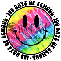 100 Days Tie Dye Smiley HTV transfer