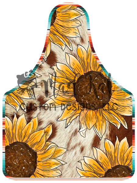 Cow Tag Sunflower Cowhide HTV transfer