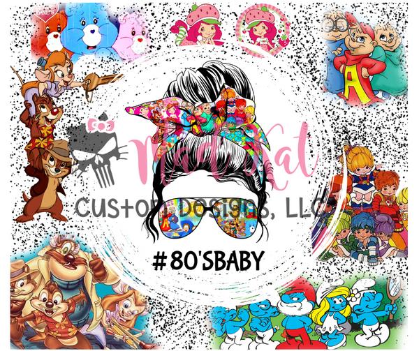 80s Baby Messy Bun Tumbler Print