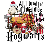 All I want For Christmas is My letter to Hogwarts Sublimation Transfer