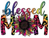 Blessed Mom Rainbow Sublimation Transfer