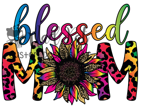 Blessed Mom Rainbow Sublimation Transfer