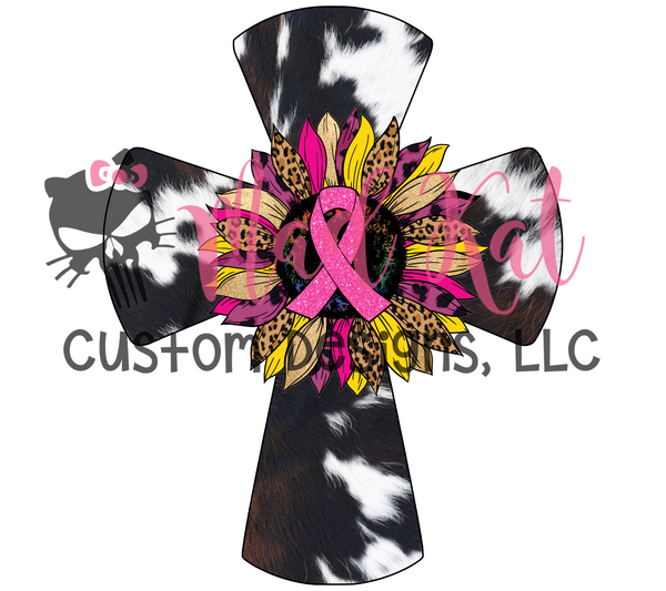 Breast Cancer Sunflower Cowhide Cross HTV transfer