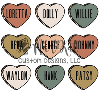 Country Singer Conversation Hearts Sublimation Transfer