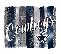 Cowboys Brushstroke Silver Glitter Sublimation Transfer