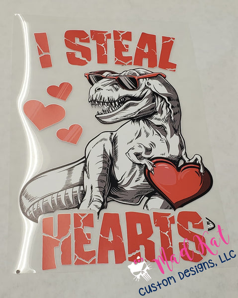 I Steal Hearts T-Rex HTV transfer
