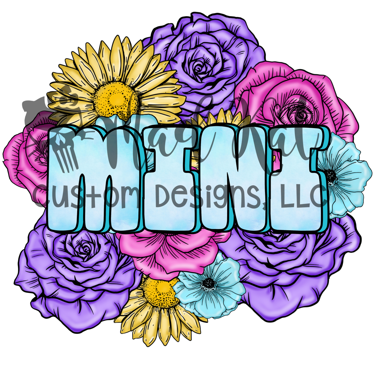 Bright Floral Mini HTV transfer – Mad Kat Custom Designs, LLC