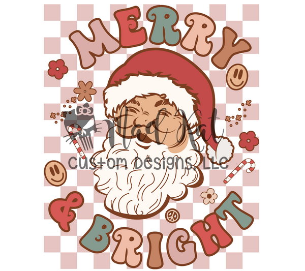Merry & Bright Checkered Sublimation Transfer