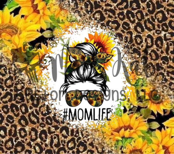 Mom Life Leopard Sunflower Tumbler Print