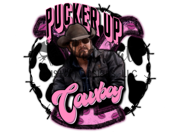 Pucker Up Cowboy HTV transfer