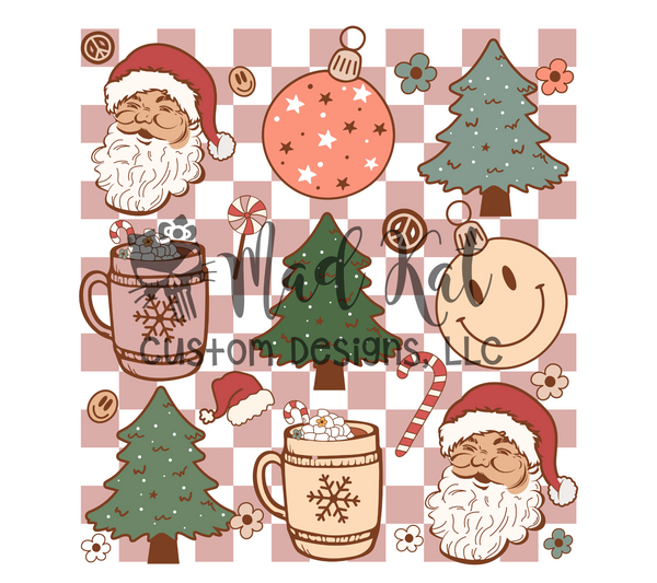 Retro Christmas Collage Checkered  Sublimation Transfer