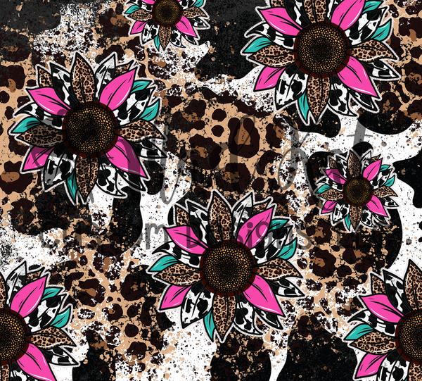 Sunflower Cowhide Tumbler Print