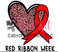 Red Ribbon Week Heart HTV transfer