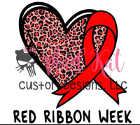 Red Ribbon Week Heart Sublimation Transfer