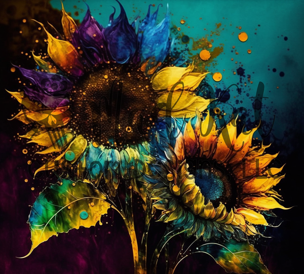 Sunflower Splatter Tumbler Print