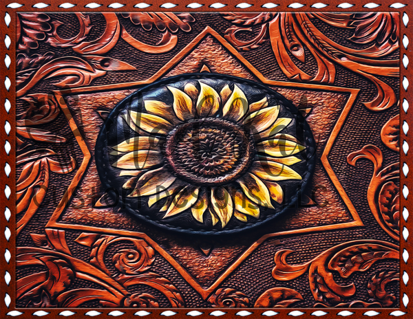 Sunflower Tooled Leather Tumbler Print