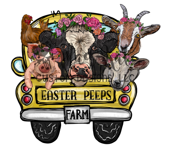 Easter Peeps Farm Truck HTV transfer