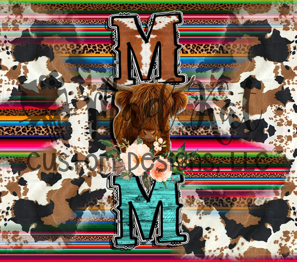 Western Mom Cow Tumbler Print