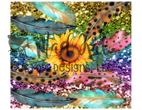 Sunflower Feathers Tumbler Print