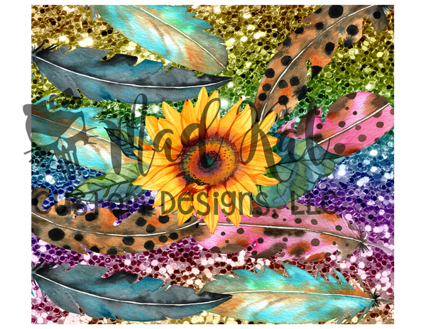 Sunflower Feathers Tumbler Print