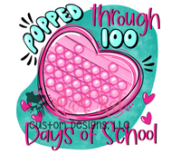 Pink Heart Poppin 100 Days HTV transfer